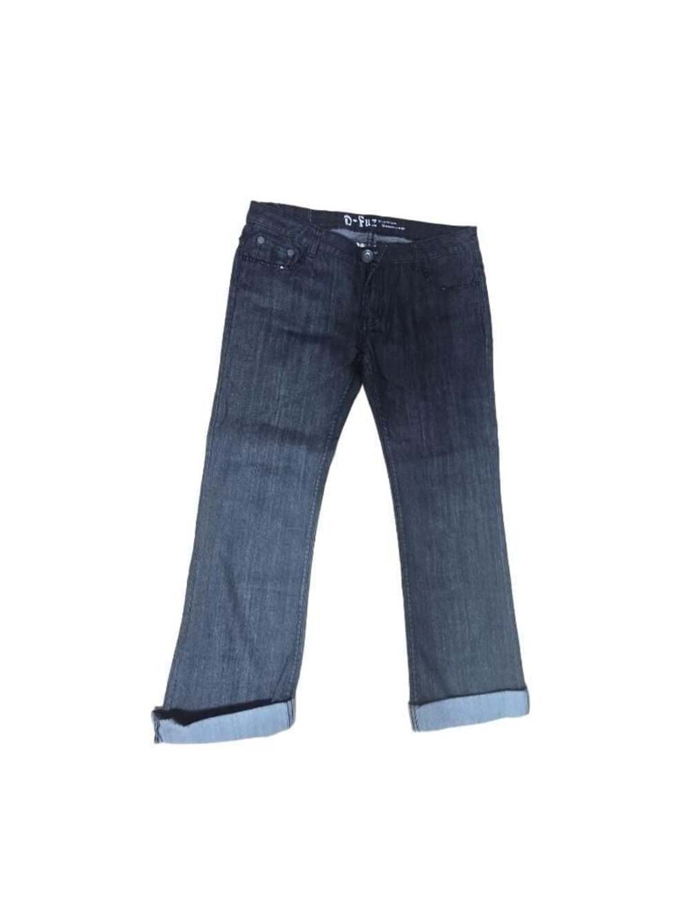 D-Fuz Premium Denimwear Black Straight Leg Jeans with Cuffed Hems